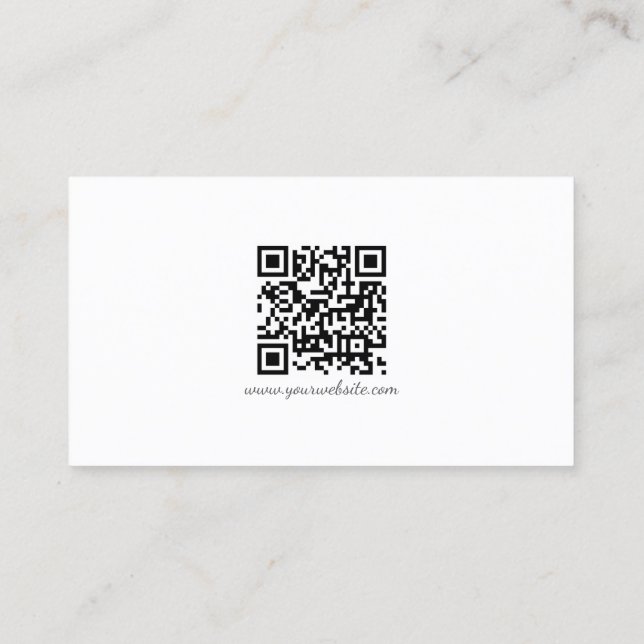 Modern QR Code Handwriting Script Sleek Business Visitkort (Baksida)