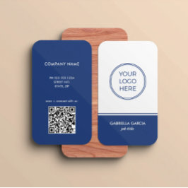 Modern QR Code Logo Blue Business Card Visitkort