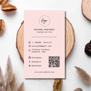 Modern Qr Code Logotyp Social Media Icons Rosa Visitkort