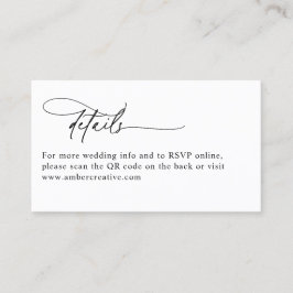 Modern QR Code Minimalist Wedding Enclosure Card Visitkort