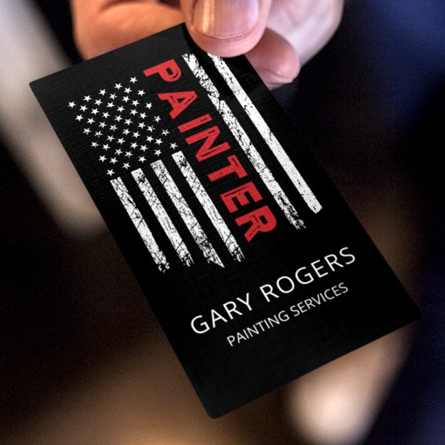 Modern QR Code Painter American Flagga Visitkort (Skapare uppladdad)