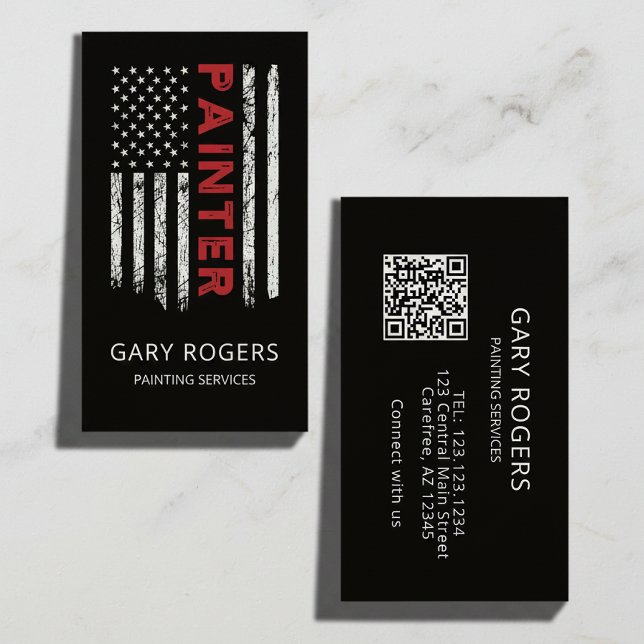 Modern QR Code Painter Amerikansk Flagga Visitkort (Skapare uppladdad)