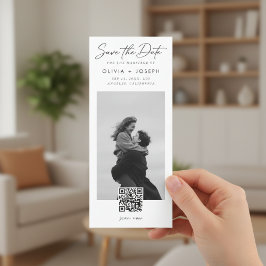 Modern QR Code Photo Bookmark Wedding Spara Datumet