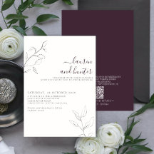 Modern QR Code Plum Lila Botanical Bröllop
