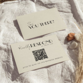 Modern QR Code Retro French Whimsical Wedding OSA Kort