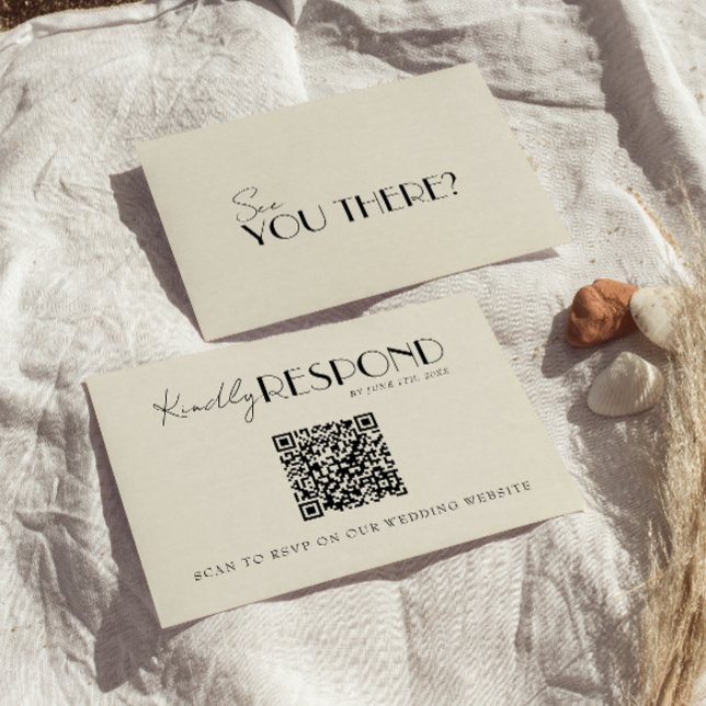 Modern QR Code Retro French Whimsical Wedding OSA Kort (Skapare uppladdad)