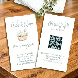 Modern QR Code Vertical House Cleaning Services Visitkort