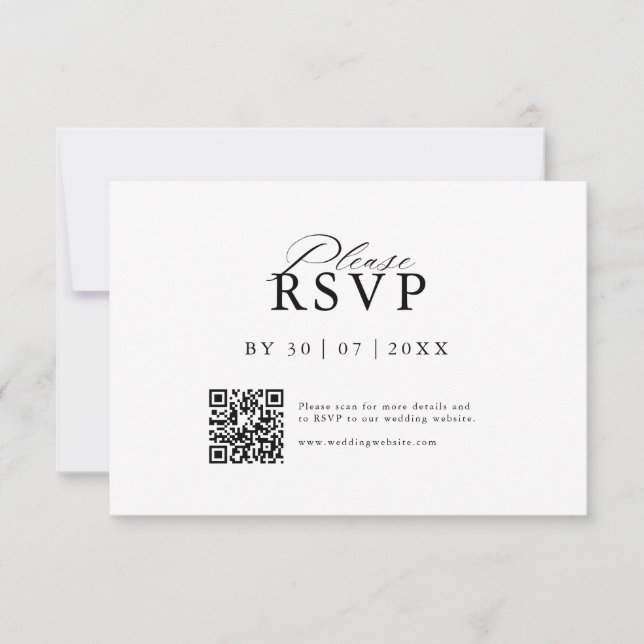 Modern QR Code Website RSVP Card Spara Datumet (Framsida)