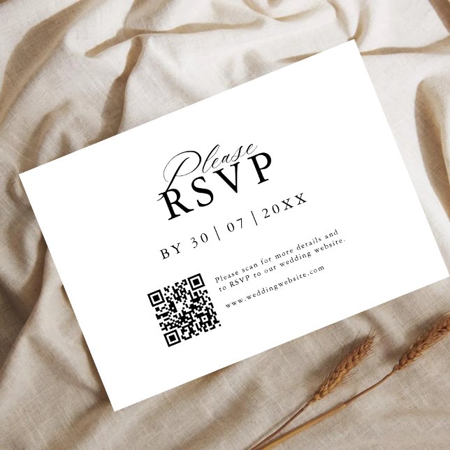 Modern QR Code Website RSVP Card Spara Datumet (Skapare uppladdad)