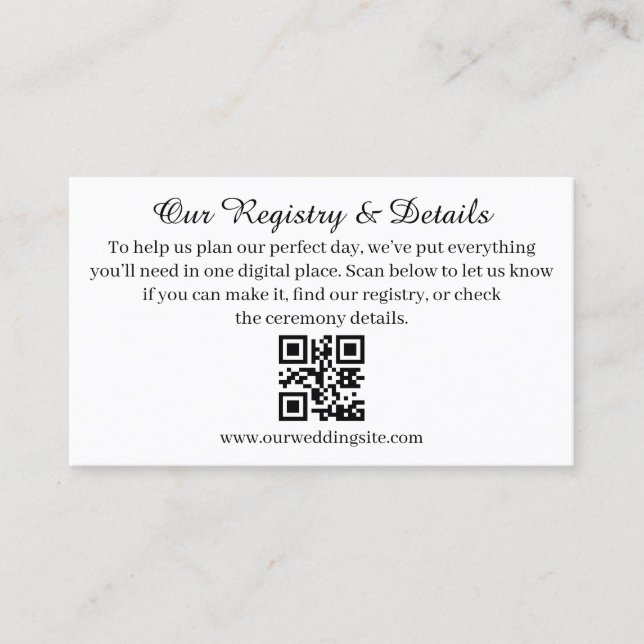 Modern QR Code Wedding Registry and RSVP  Tilläggskort (Framsida)