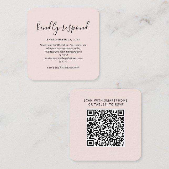 Modern QR Code Wedding RSVP Card Anteckningskort (Fram/baksida)