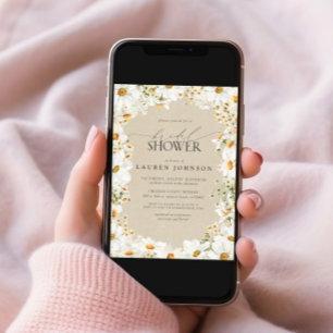 Modern QR Elegant-Daisy, Rustik-Möhippa för QR-kod Inbjudningar