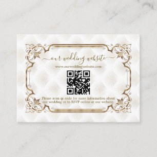 Modern QR-guld Vit Art Deco Bröllopswebbplats Tilläggskort