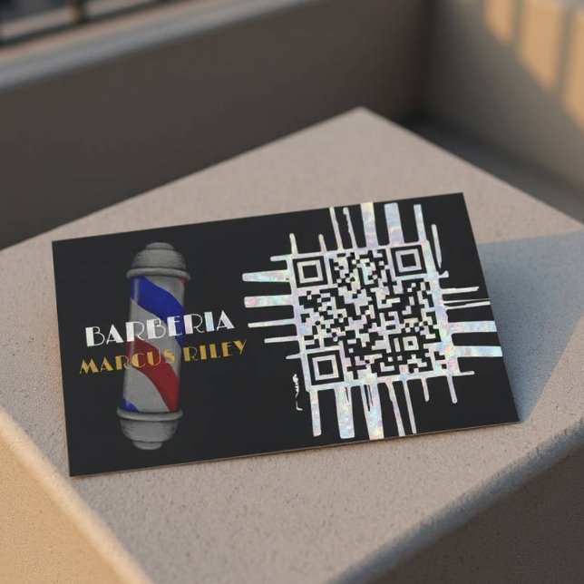 Modern QR-kod Barber Anpassningsbar Kortdesign Visitkort (QR Code Barber Customizable Card)