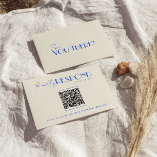 Modern QR-kod Blue Retro Fransk Whimsical Bröllop OSA Kort