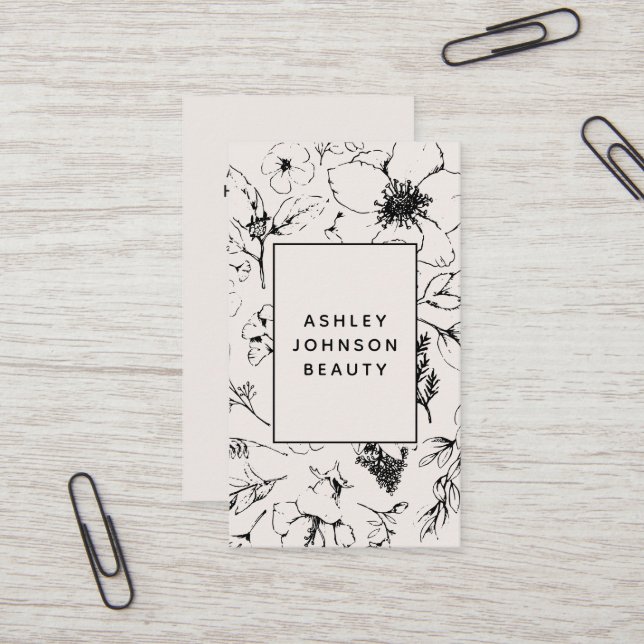 Modern QR-kod botaniskt  och svart Visitkort (Fram/Back In Situ)