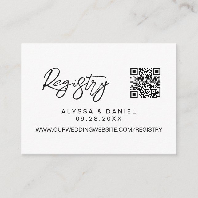 Modern QR-kod bröllopspresentregistrering Enkel an Tilläggskort (Framsida)