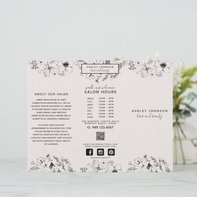 Modern QR-kod - Brouchure för botaniska  foton (Stående Fram)