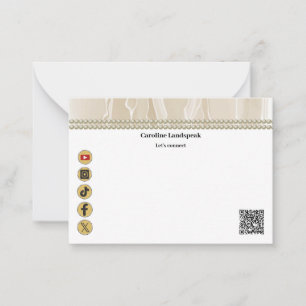 Modern QR-kod Champagne Silkes Pärlor Sociala Medi Anteckningskort