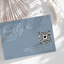Modern QR-kod - Dusty Blue-Bröllop OSA Card