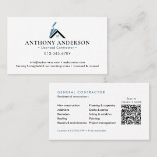Modern QR-kod Entreprenör/Byggverksamhet Visitkort