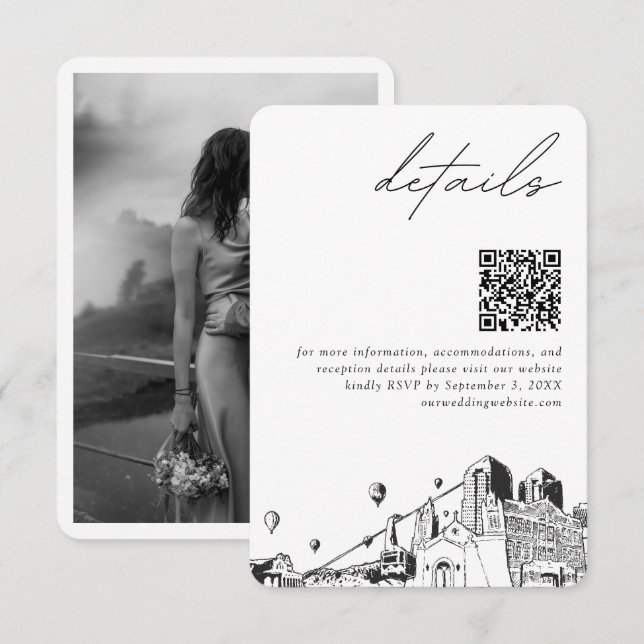 Modern QR-kod för Albuquerque Bröllop Tilläggskort (Fram/baksida)