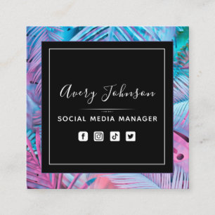 Modern QR-kod för Bright Lila & Rosa Neon Gradient Fyrkantigt Visitkort