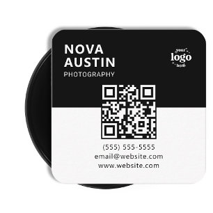 Modern QR-kod för enkel fetstil, minimal Logotyp f Fyrkantigt Visitkort