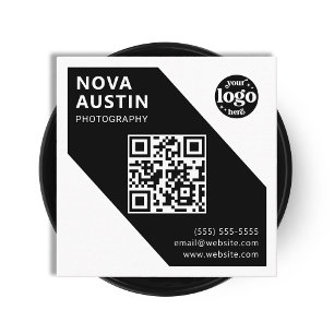 Modern QR-kod för enkel fetstilfull Geometric Comp Fyrkantigt Visitkort