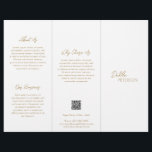 Modern QR-kod för enkel Guld-Contemporary i Elegan<br><div class="desc">Modern och professionell faux guld trifold broschyr flygare med enkel och minimal design med ditt namn i ett skript för elegant och contemporary sans serif-teckensnitt. Mallen innehåller flera uppdelade sektioner för dina tjänster i en minimalistisk layout. Baksidan har din kontaktinformation och valfri QR-kod. Om du vill kan QR-koden tas bort...</div>