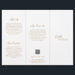 Modern QR-kod för enkel Guld-Contemporary i Elegan Reklamblad<br><div class="desc">Modern och professionell faux guld trifold broschyr flygare med enkel och minimal design med ditt namn i ett skript för elegant och contemporary sans serif-teckensnitt. Mallen innehåller flera uppdelade sektioner för dina tjänster i en minimalistisk layout. Baksidan har din kontaktinformation och valfri QR-kod. Om du vill kan QR-koden tas bort...</div>