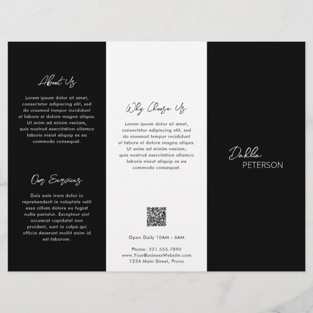 Modern QR-kod för enkel svart Contemporary Reklamblad (Framsidan)