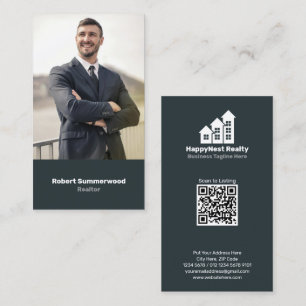 Modern QR-kod för Lodrät i Gods Agent Visitkort