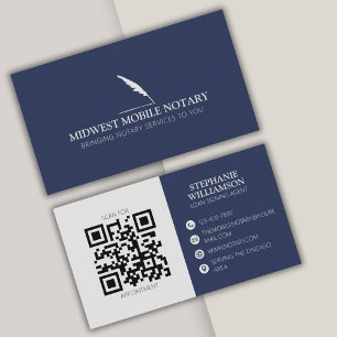 Modern QR-kod för marin ludd i Mobile Notary Visitkort