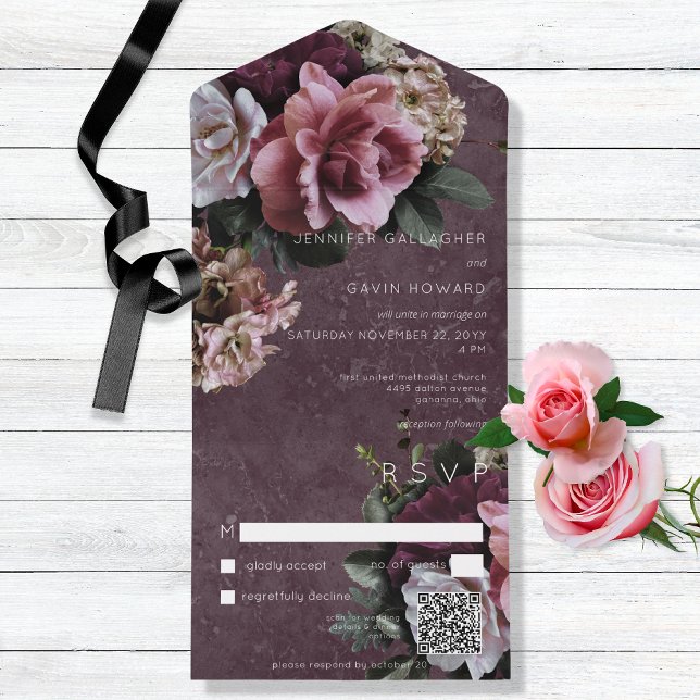Modern QR-kod för maron och Rosa Blommigt (Skapare uppladdad)