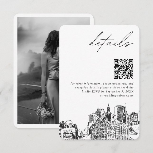 Modern QR-kod för Milwaukee Bröllop Tilläggskort (Fram/baksida)