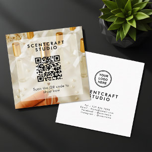 Modern QR-kod för onlinebutik med fotoöverlägg fyr Fyrkantigt Visitkort