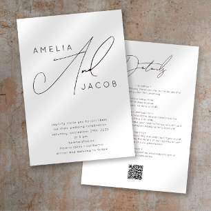 Modern QR-kod för skript - allt i en Bröllop Inbjudningar