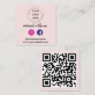 Modern QR-kod för socialt media Minimalistisk po Fyrkantigt Visitkort