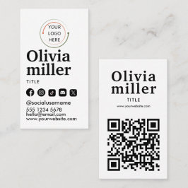 Modern QR-kod för socialt media | Minimalistisk po Visitkort