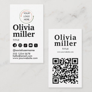 Modern QR-kod för socialt media Minimalistisk po Visitkort