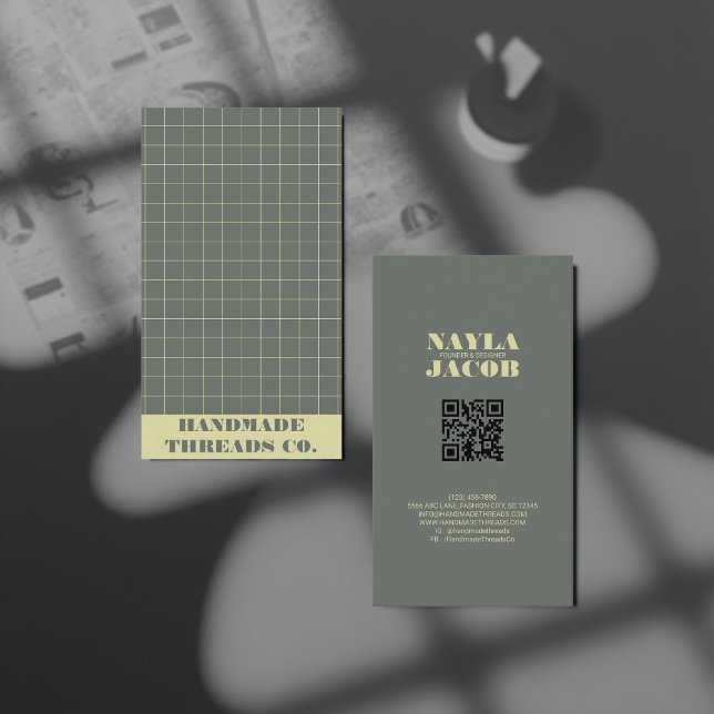 Modern, QR-kod för svart Mönster Visitkort (Skapare uppladdad)