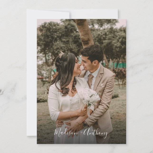 Modern QR-kod för svartvitt (svartvitt) OSA Bröllo Inbjudningar (Framsida)