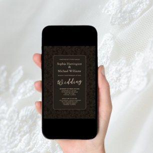 Modern QR-kod för Vintage bröllop för digital inbj Inbjudningar