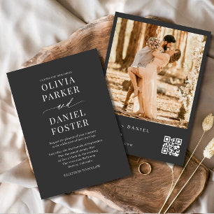 Modern QR-kod Fotokol Elegant bröllop Inbjudningar