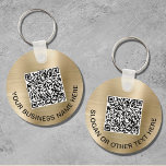 Modern QR-kod - Främjande av Guld Nyckelring<br><div class="desc">Enkel,  modern kampanjnyckelkedja för ditt företag eller din organisation med en borstad guld-faux-bakgrund. Lägg till en QR-kod eller logotyp och två linjer anpassad text,  t.ex. ditt företag namn,  slogan,  tack osv.</div>