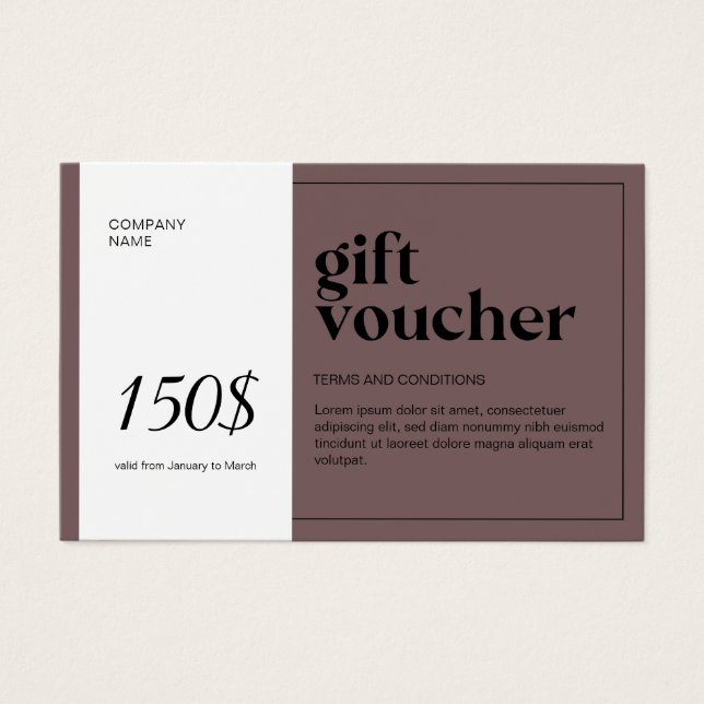 Modern QR-kod Gift Voucher Visitkort (Framsida)