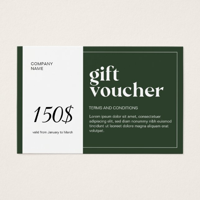 Modern QR-kod Gift Voucher Visitkort (Framsida)