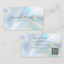 Modern QR-kod - Holografisk Makeup-Stylist Visitkort