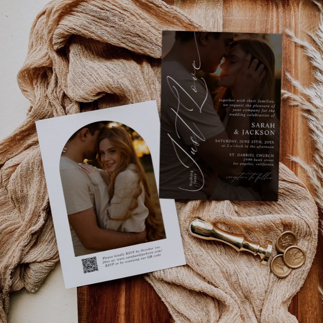 Modern QR-kod Inget Finare Just Kärlek Bröllop Inbjudningar (Skapare uppladdad)